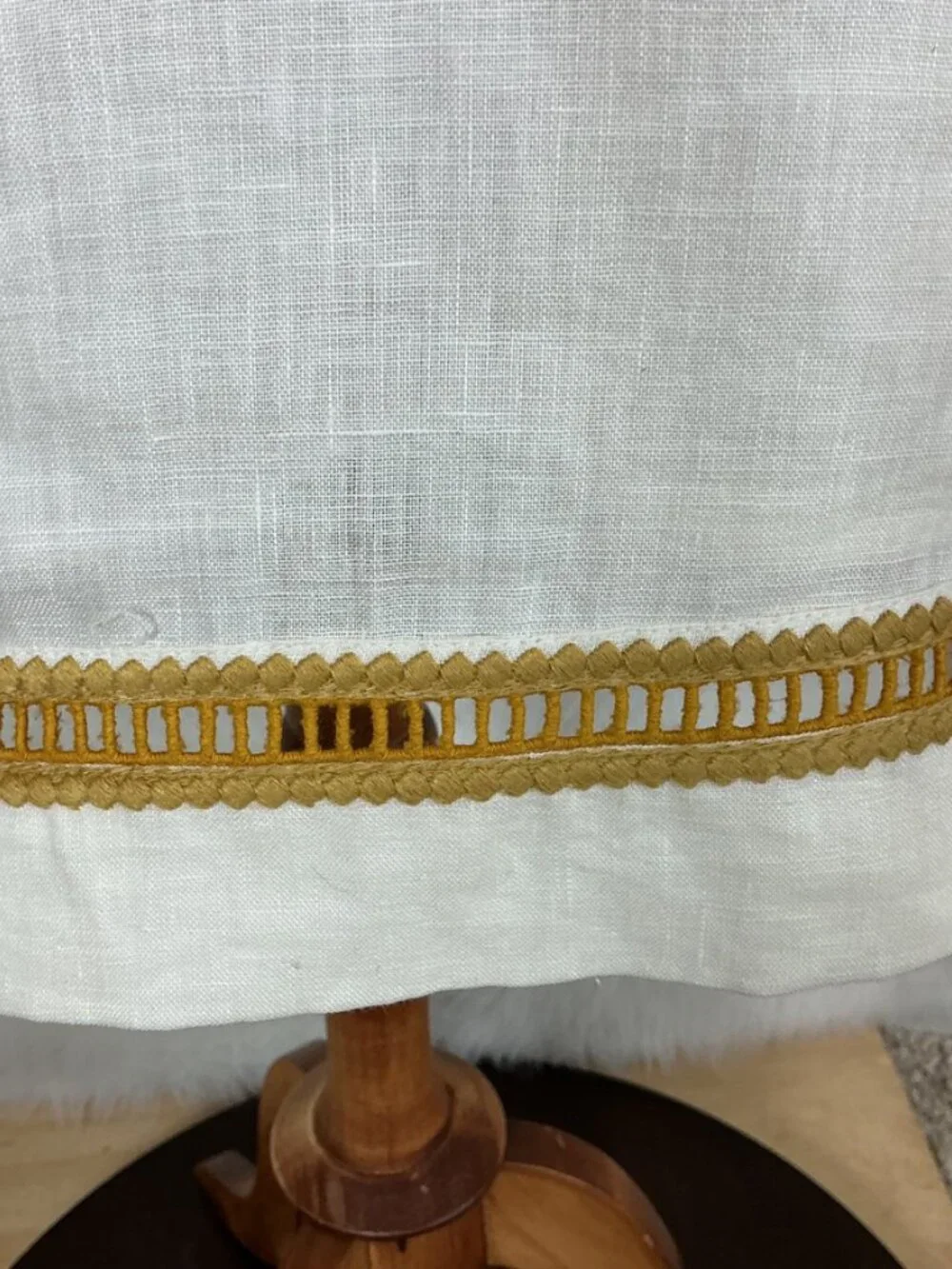 Tory Burch Ivory Yellow Gold Embroidered Linen Caftan Mini Dress Tunic 6